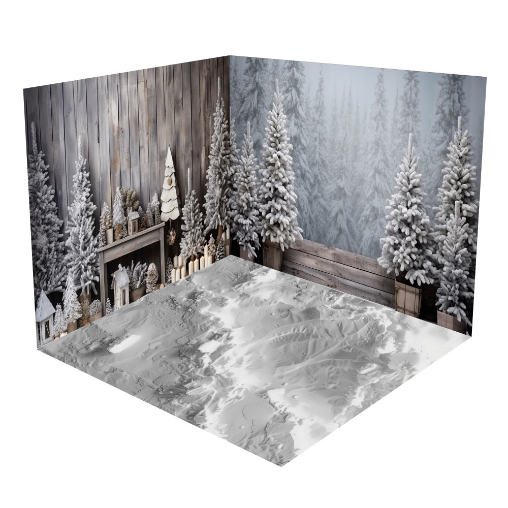 Weihnachtsdekoration Kamin Winterwald Backdrop Room Set BRP10-443