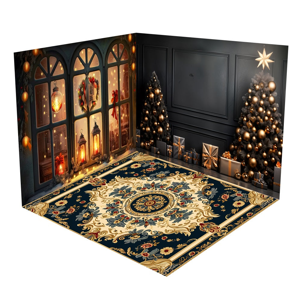 Weihnachtsfenster Festtagsbäume Backdrop Room Set BRP10-449