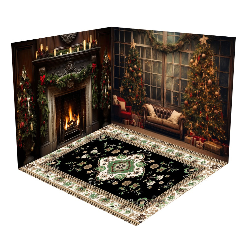 Weihnachtsbaum Festlicher Kamin Backdrop Room Set BRP10-450