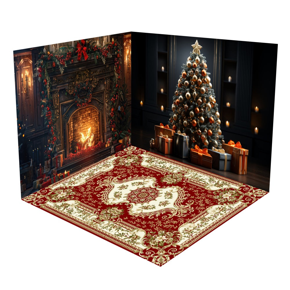 Weihnachtsbaum Kaminszene Backdrop Room Set BRP10-451