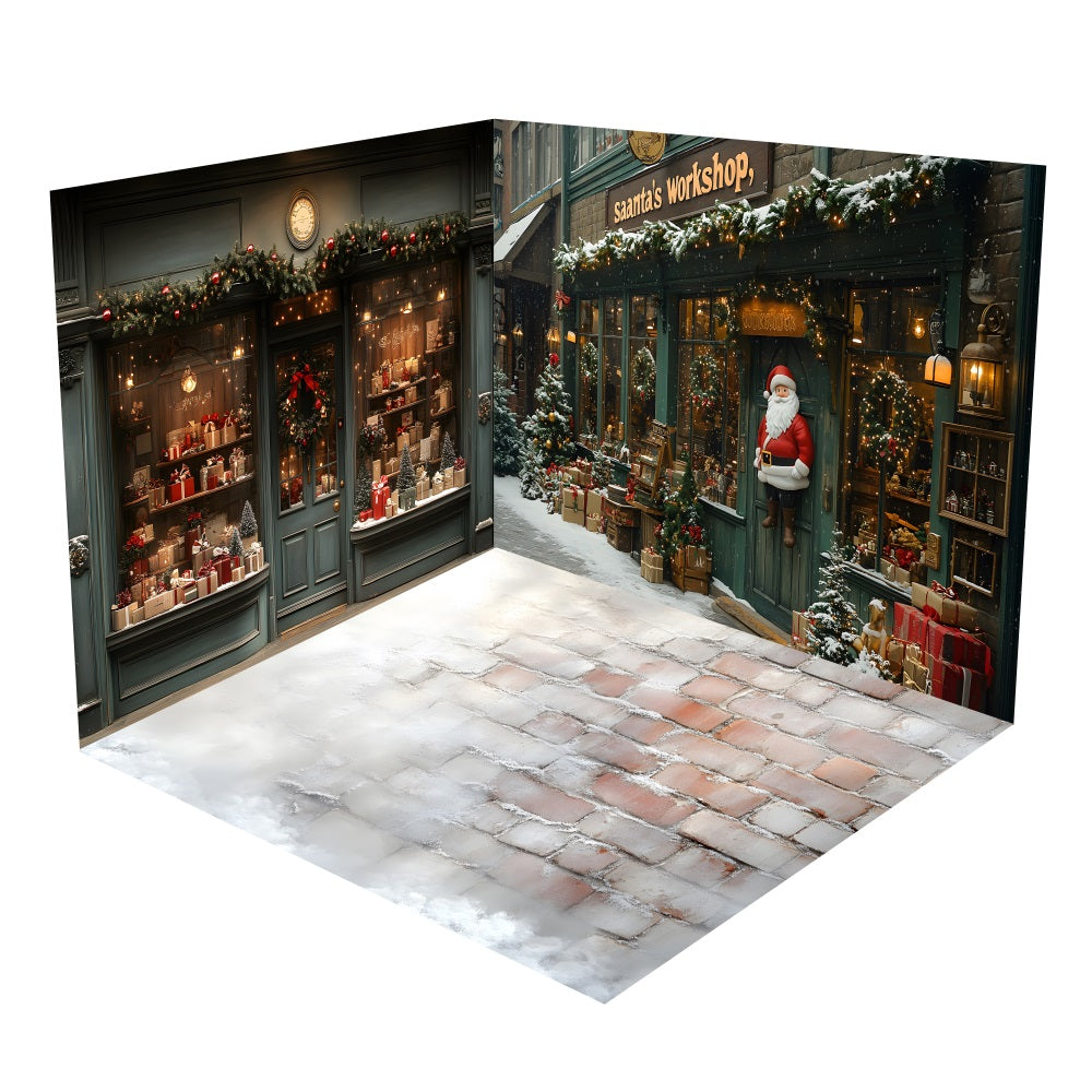 Weihnachtsdekoration Santa's Workshop Backdrop Room Set BRP10-452