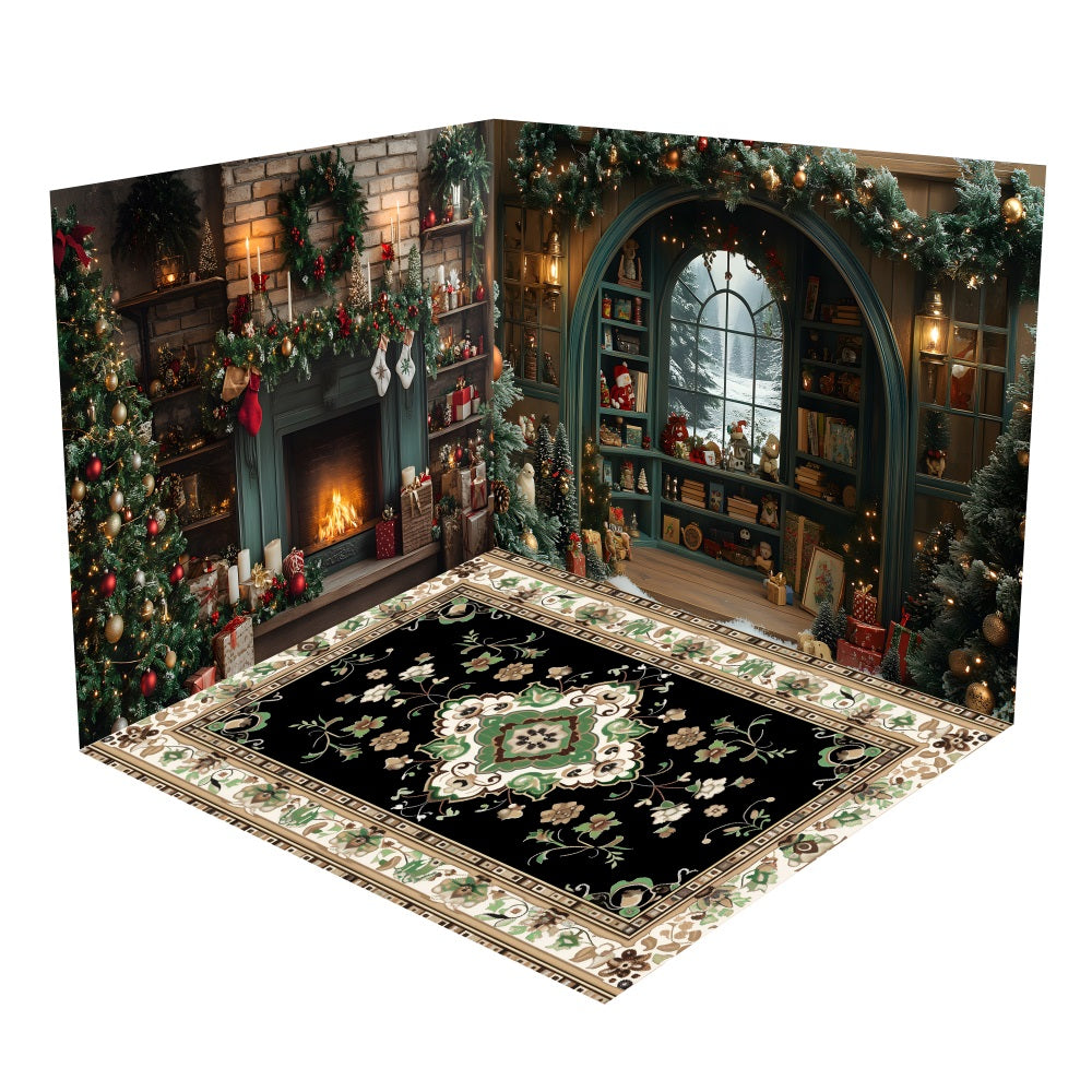 Weihnachtskamin Bücherregale Dekor Backdrop Room Set BRP10-453