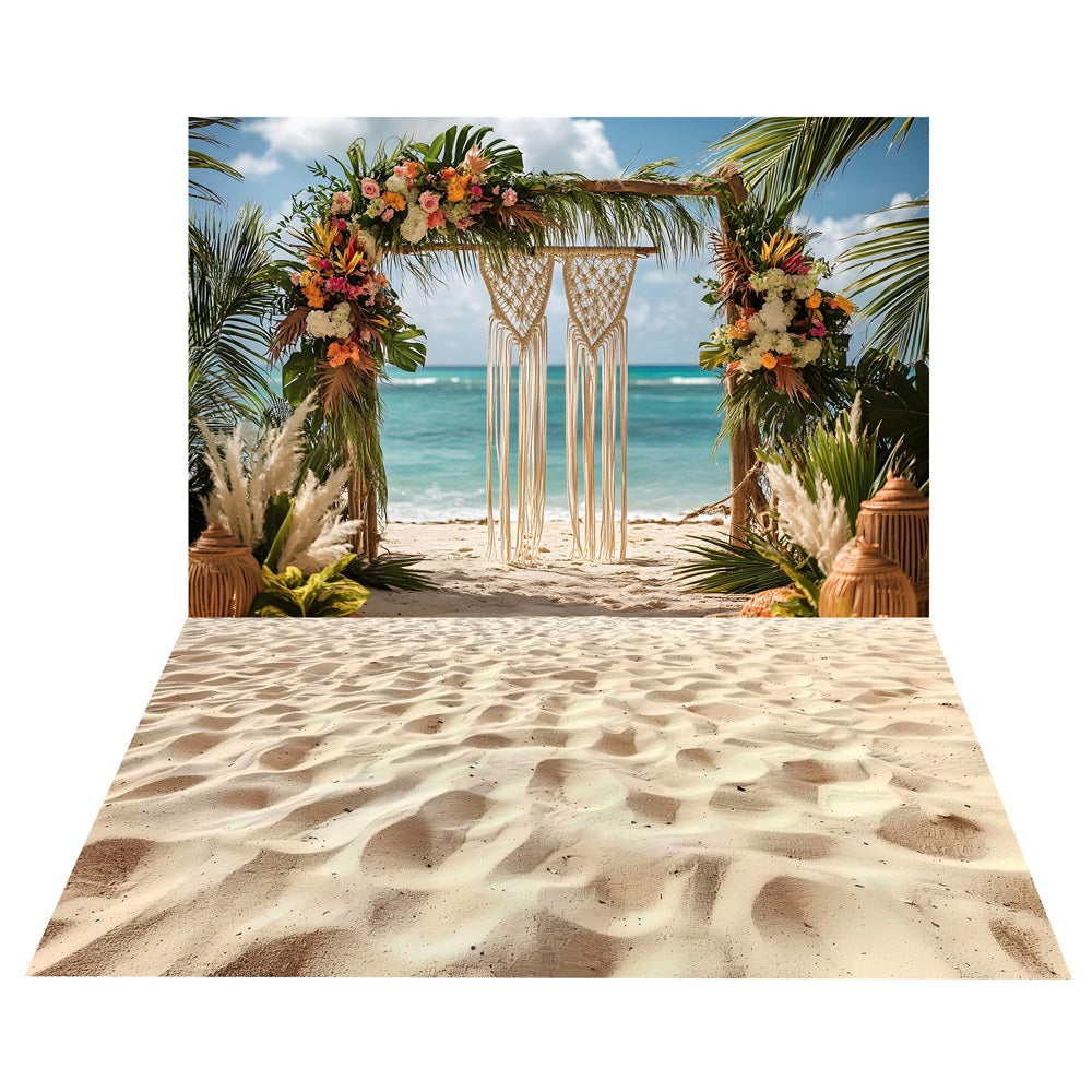 Bohemian Beach Arch Backdrop+Sunny Sand Floor Backdrop BRP10-476