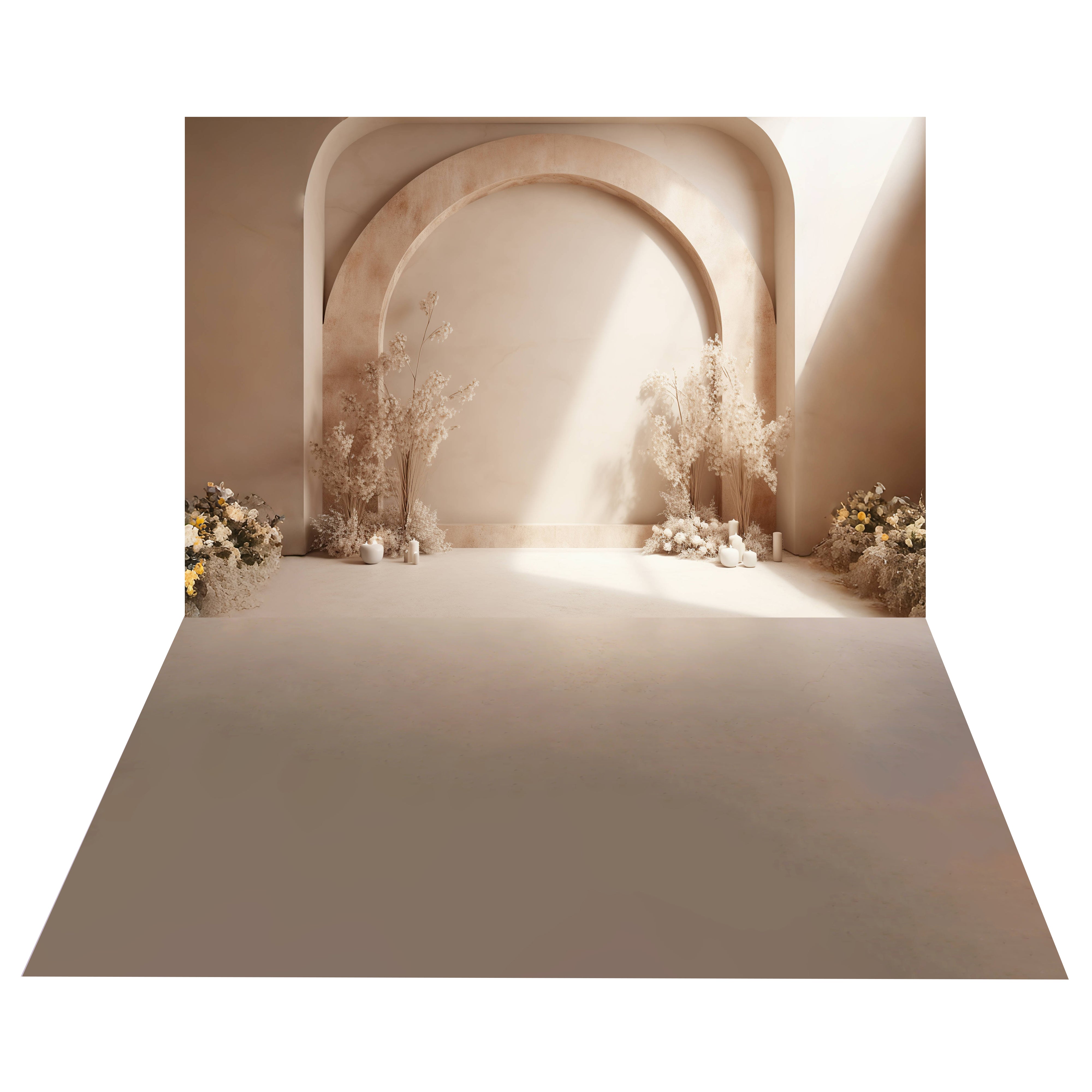 Boho Arch Alcove Wandhintergrund+Neutral Beige Bodenhintergrund BRP10-492