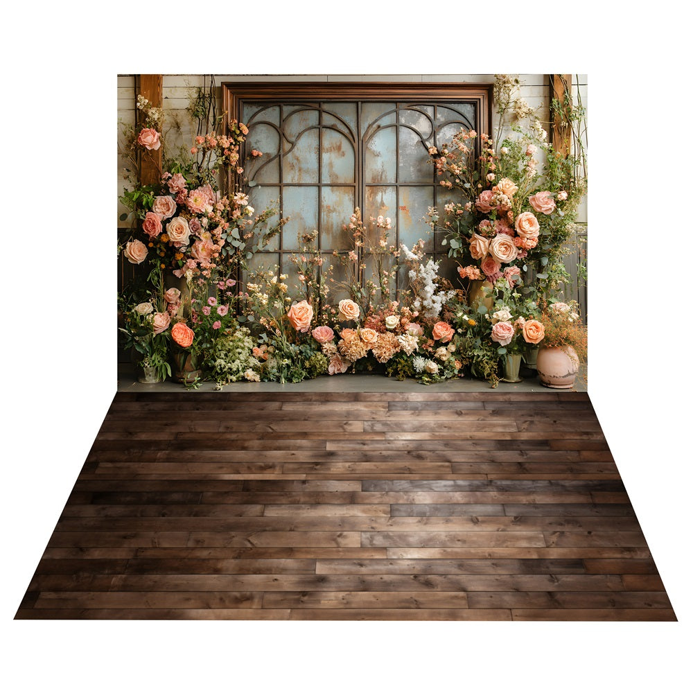 Boho Romantic Flower Window Backdrop+Holzboden Backdrop BRP10-504