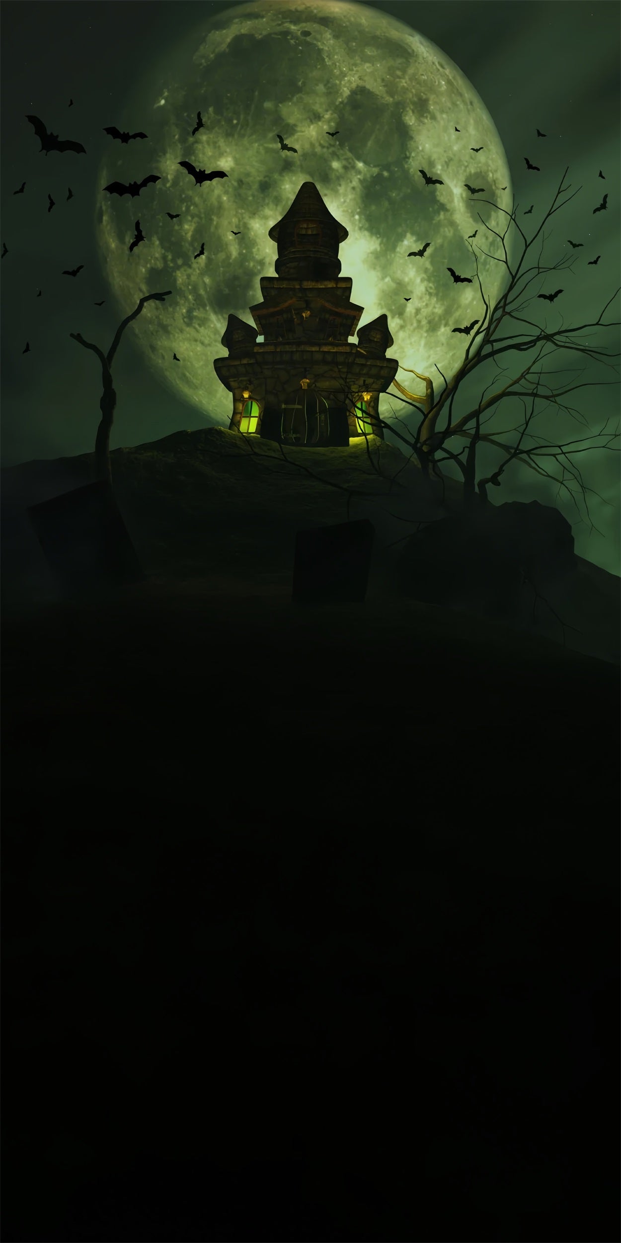 Halloween Night Sweep Spooky Tower Mond Hintergrund BRP10-509