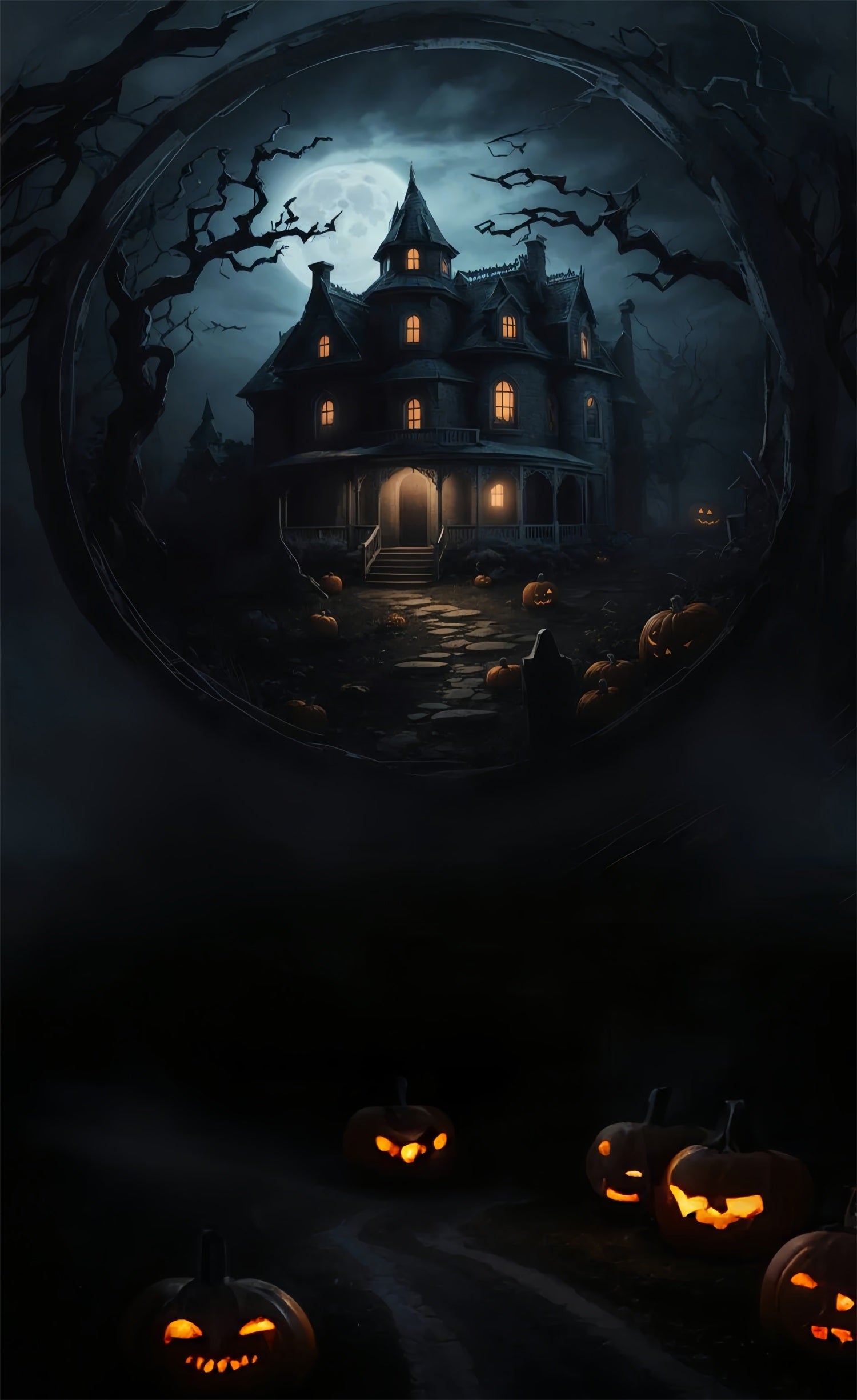 Halloween Haus Sweep Creepy Pumpkin Trail Hintergrund BRP10-510