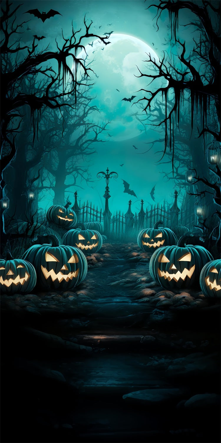 Halloween Sweep Kürbisfeld Blauer Mond Hintergrund BRP10-511