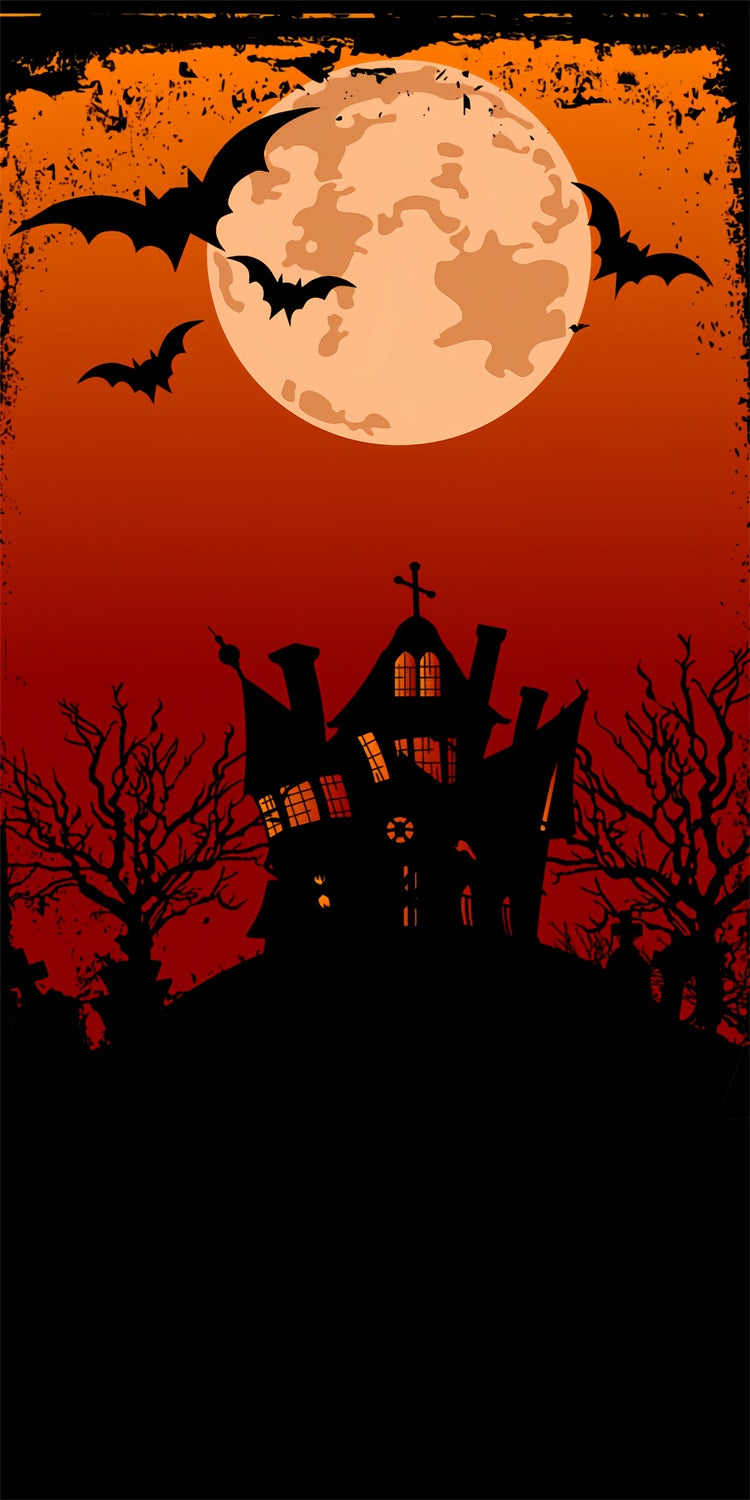 Halloween Sweep Orange Moon Cartoon Haus Hintergrund BRP10-513