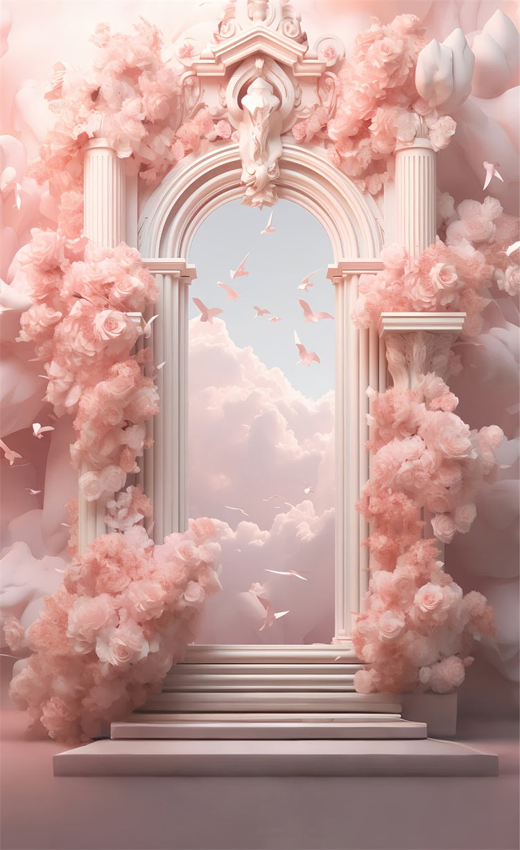 Verträumte rosa Wolke Sweep Floral Archway Hintergrund BRP10-531