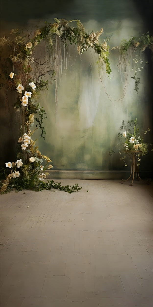 Retro Green Sweep Floral Fine Art Backdrop BRP10-543