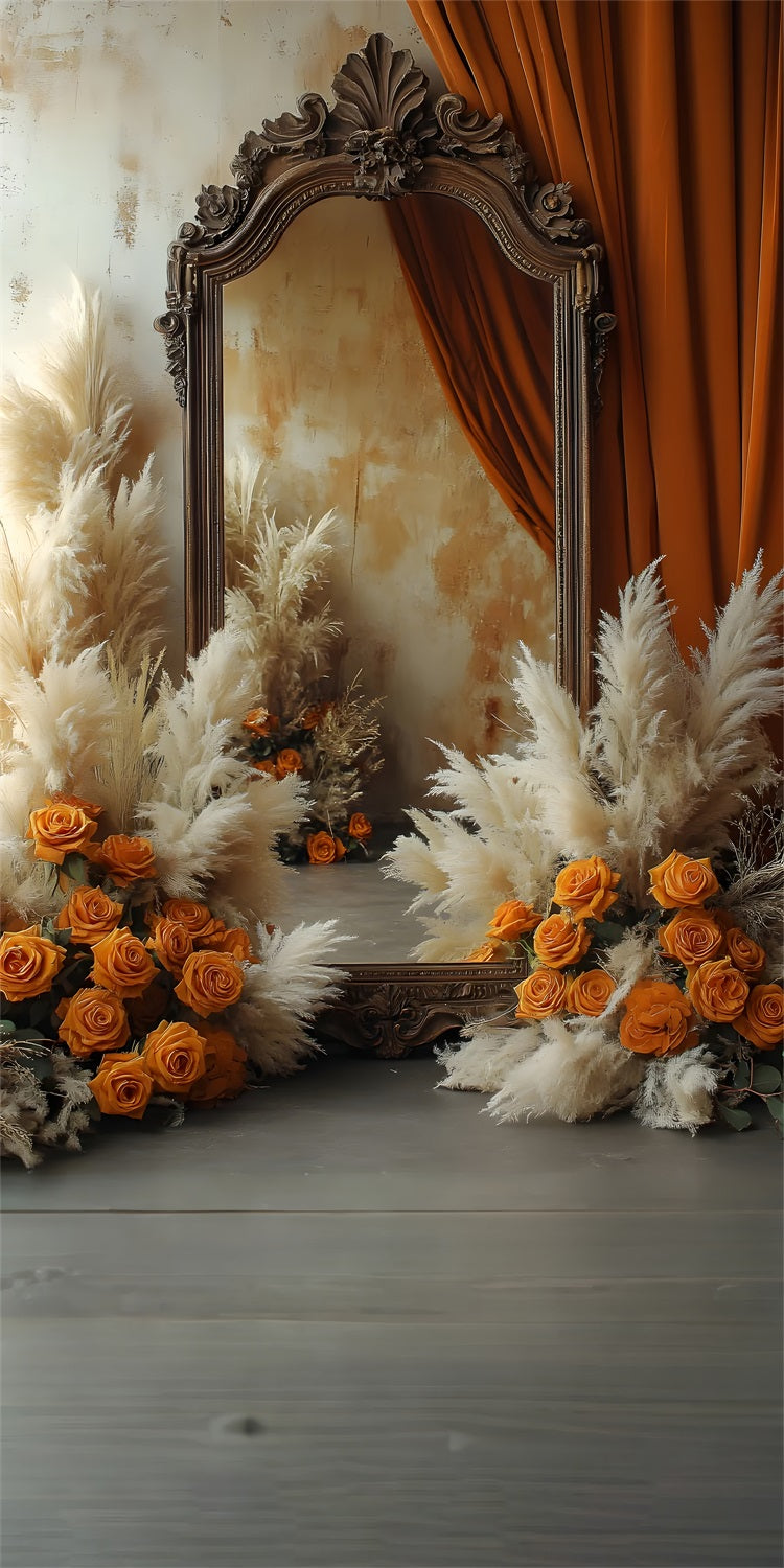 Boho-Spiegel Sweep Pampas-Rosen Fotografie Hintergrund BRP10-572