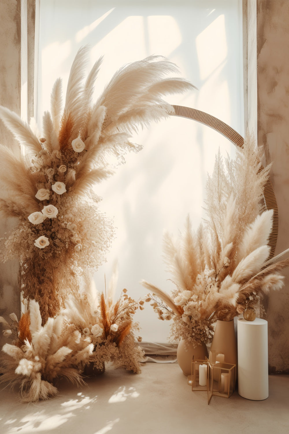 Boho Hintergrund Pampas Blumenarrangement Hintergrund BRP10-577