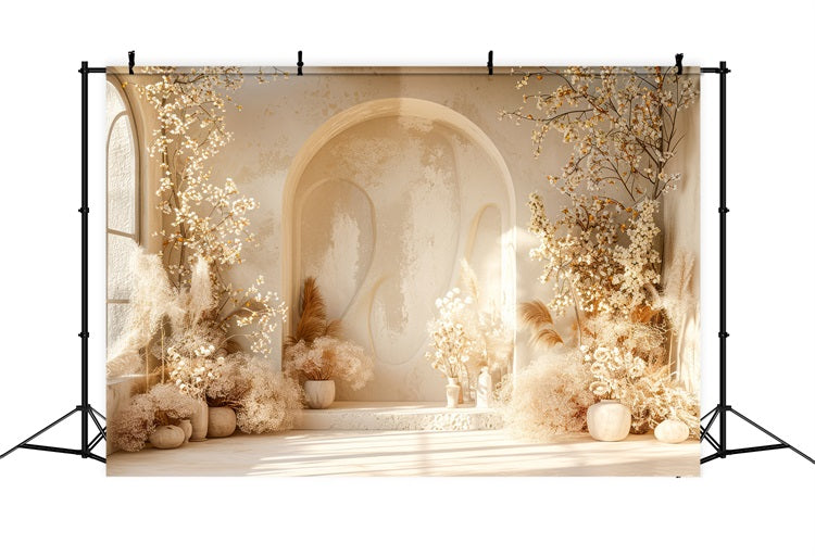 Warmer Blumenbogen Pampas Boho-Hintergrund BRP10-58