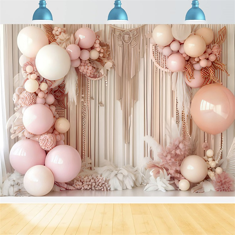 Hintergrund Design Boho Makramee Ballons Floral Hintergrund BRP10-595