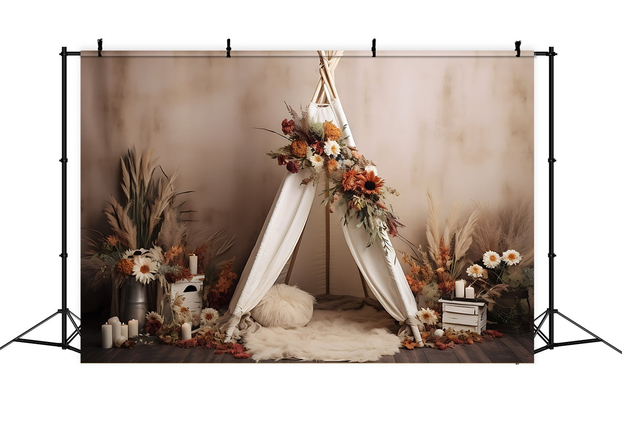 Stoff Bohemian Hintergrund Tipi Floral Herbst Kulisse BRP10-596