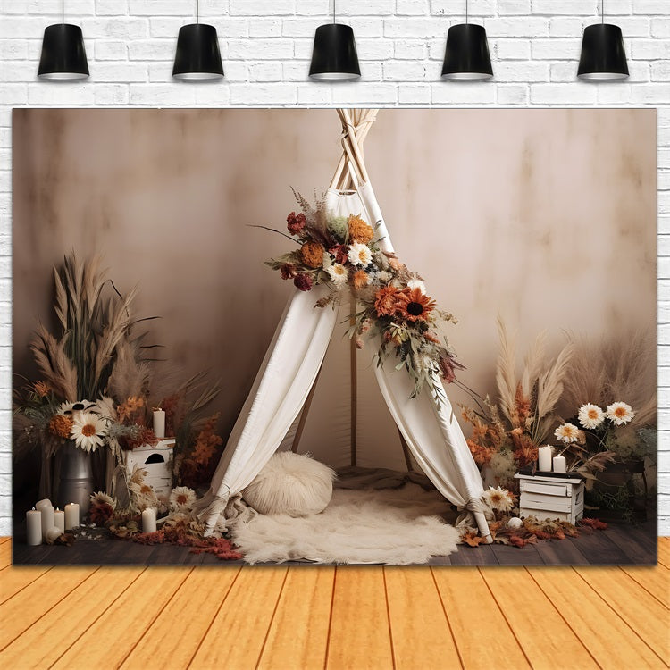 Stoff Bohemian Hintergrund Tipi Floral Herbst Kulisse BRP10-596