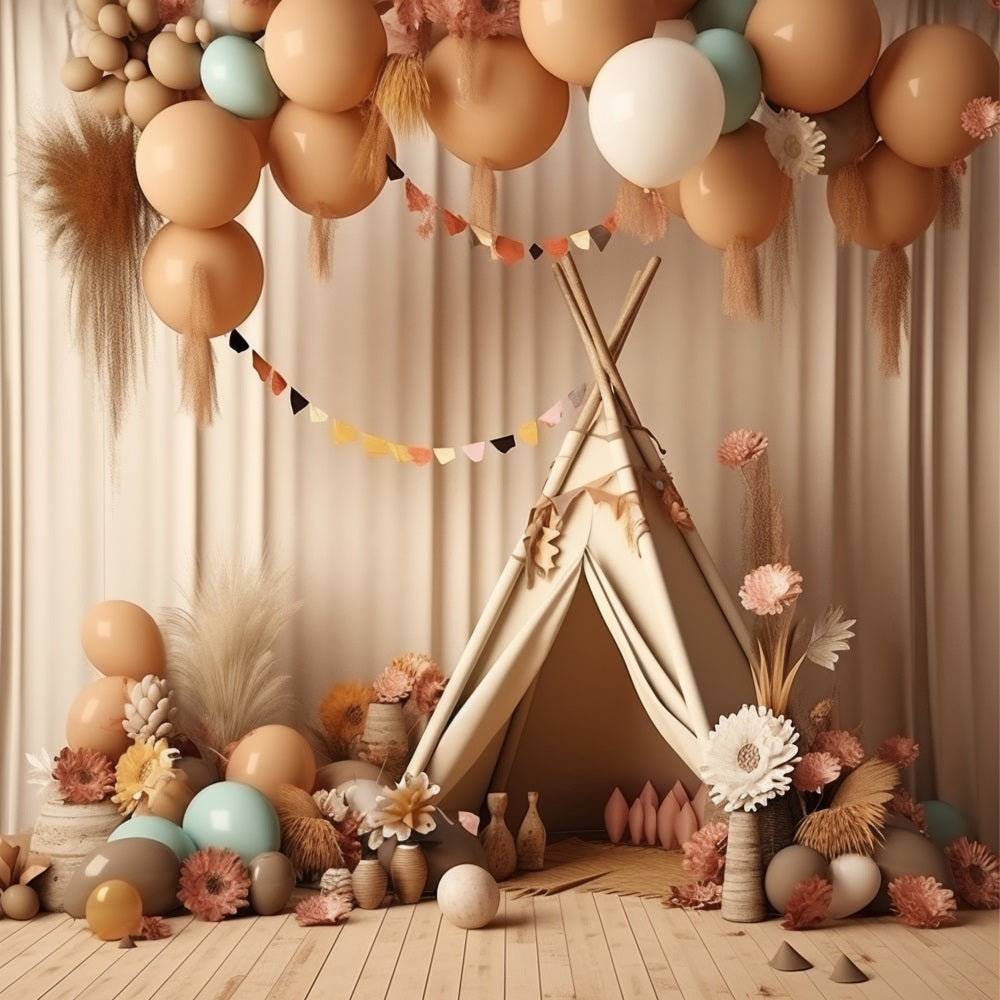 Boho Hintergrund Diy Teepee Ballon Party Hintergrund BRP10-597