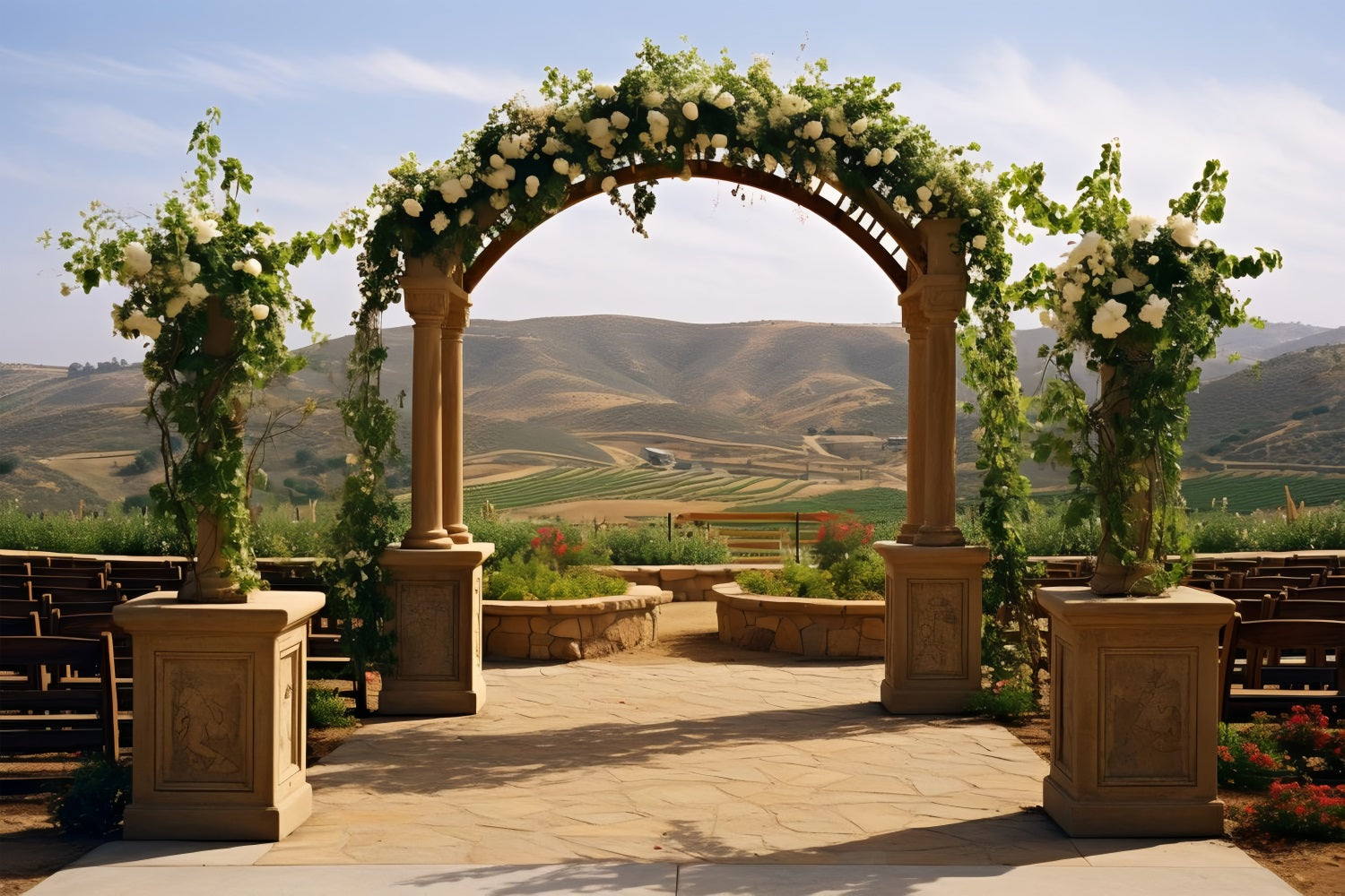 Böhmische Dekoration Hintergrund Floral Arch Hills Hintergrund BRP10-610