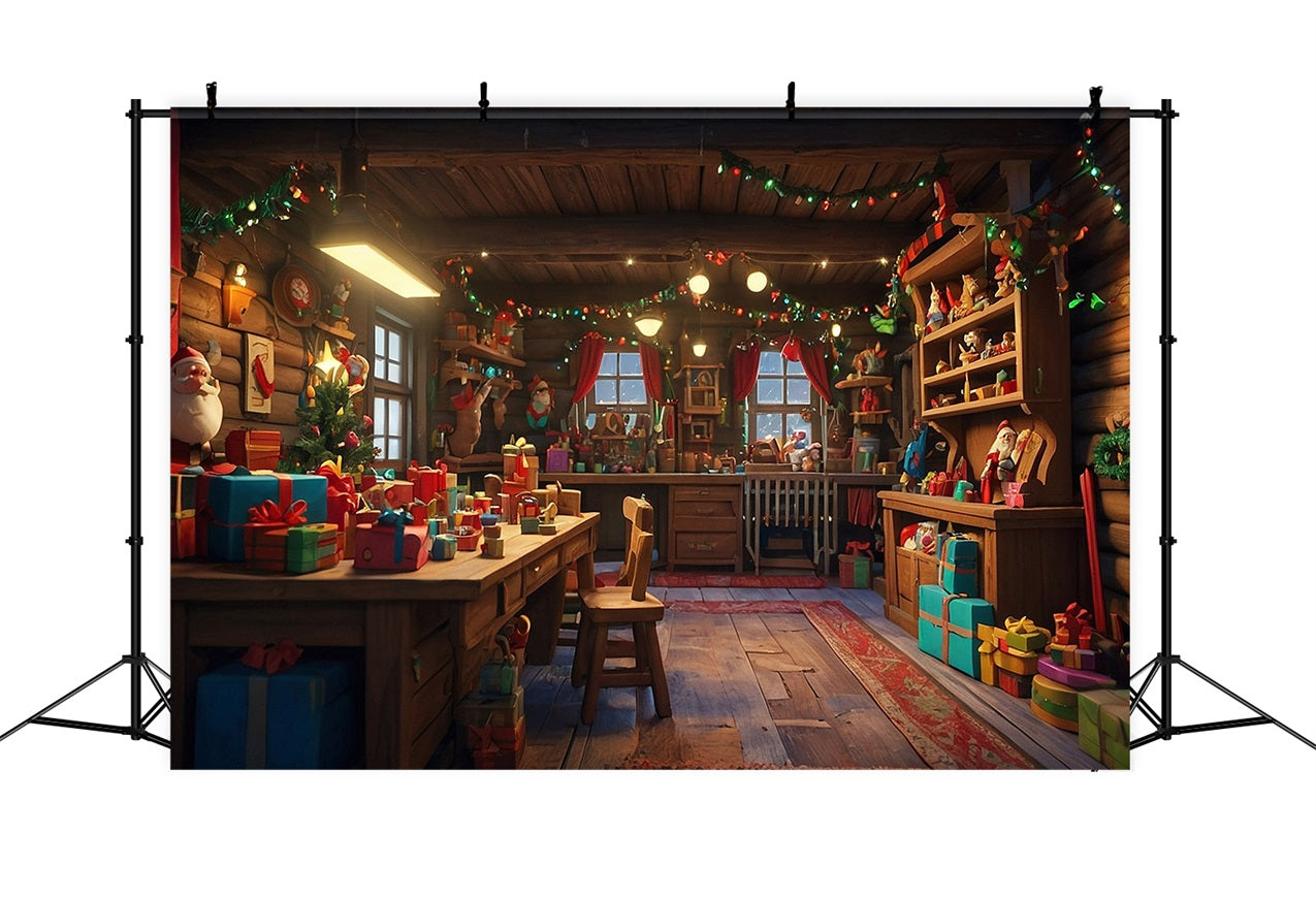 Backdrop Weihnachten Santa's Magical Workshop Geschenke Hintergrund BRP10-620