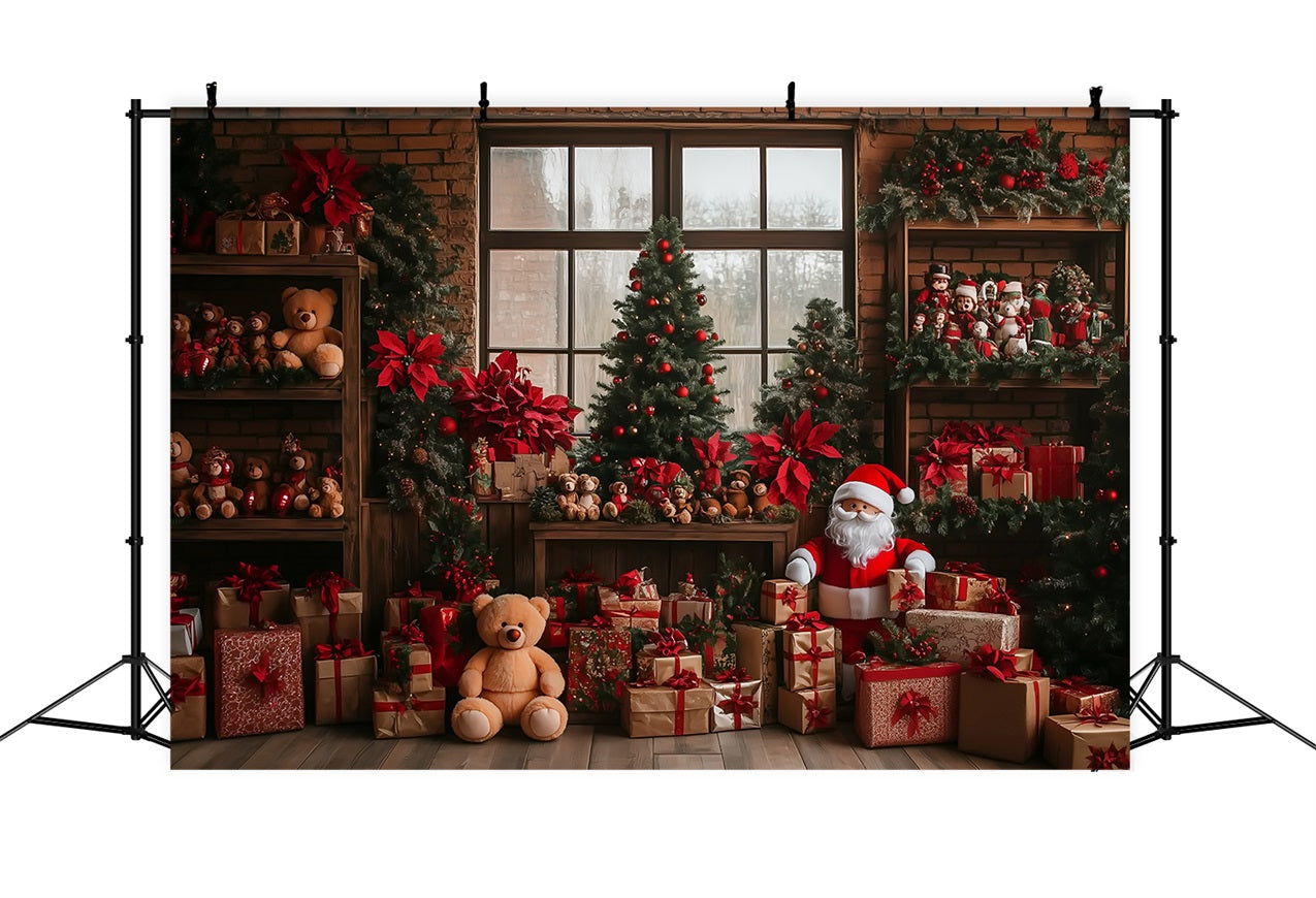 Frohe Weihnachten Weihnachtsmann's Workshop Baum Geschenke Hintergrund BRP10-627