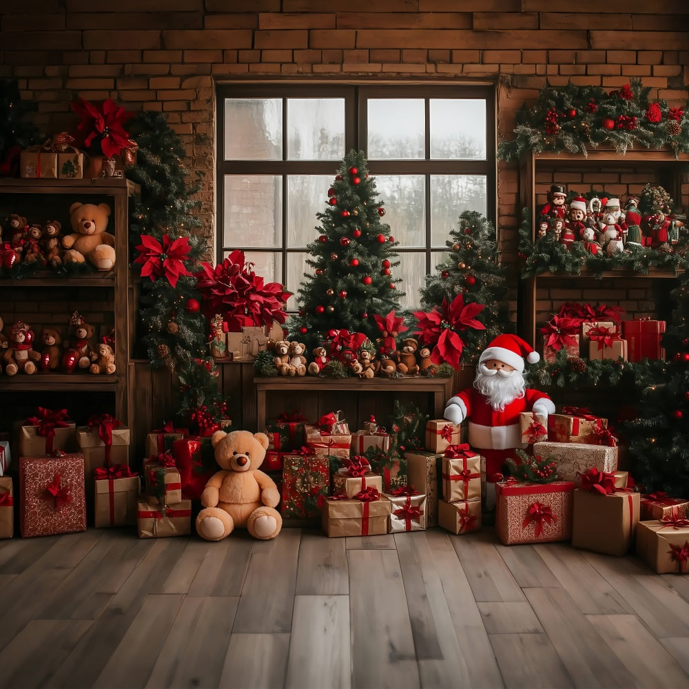 Frohe Weihnachten Weihnachtsmann's Workshop Baum Geschenke Hintergrund BRP10-627