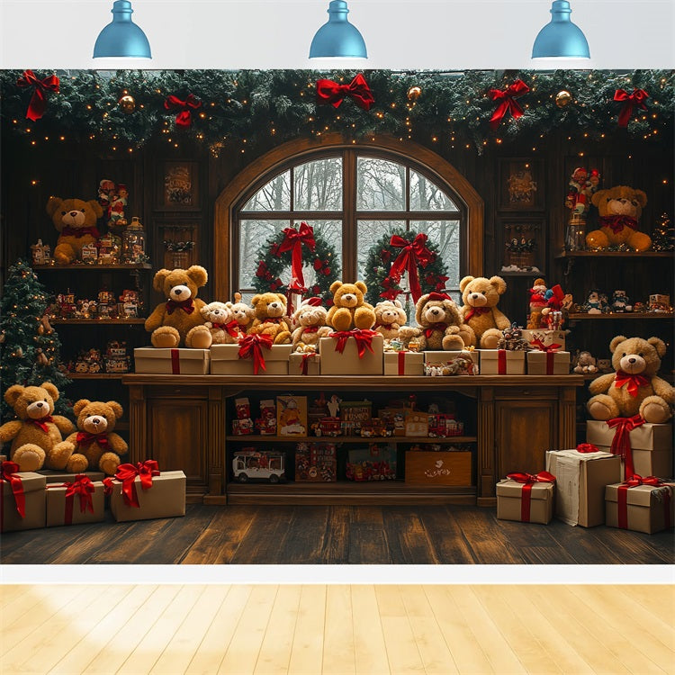 Weihnachtsszene Backdrop Schaufenster Werkstatt des Weihnachtsmannes Backdrop BRP10-628