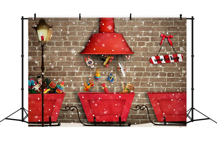 Weihnachtshintergrund Backdrops Santa's Workshop Geschenkverteilung Hintergrund BRP10-630