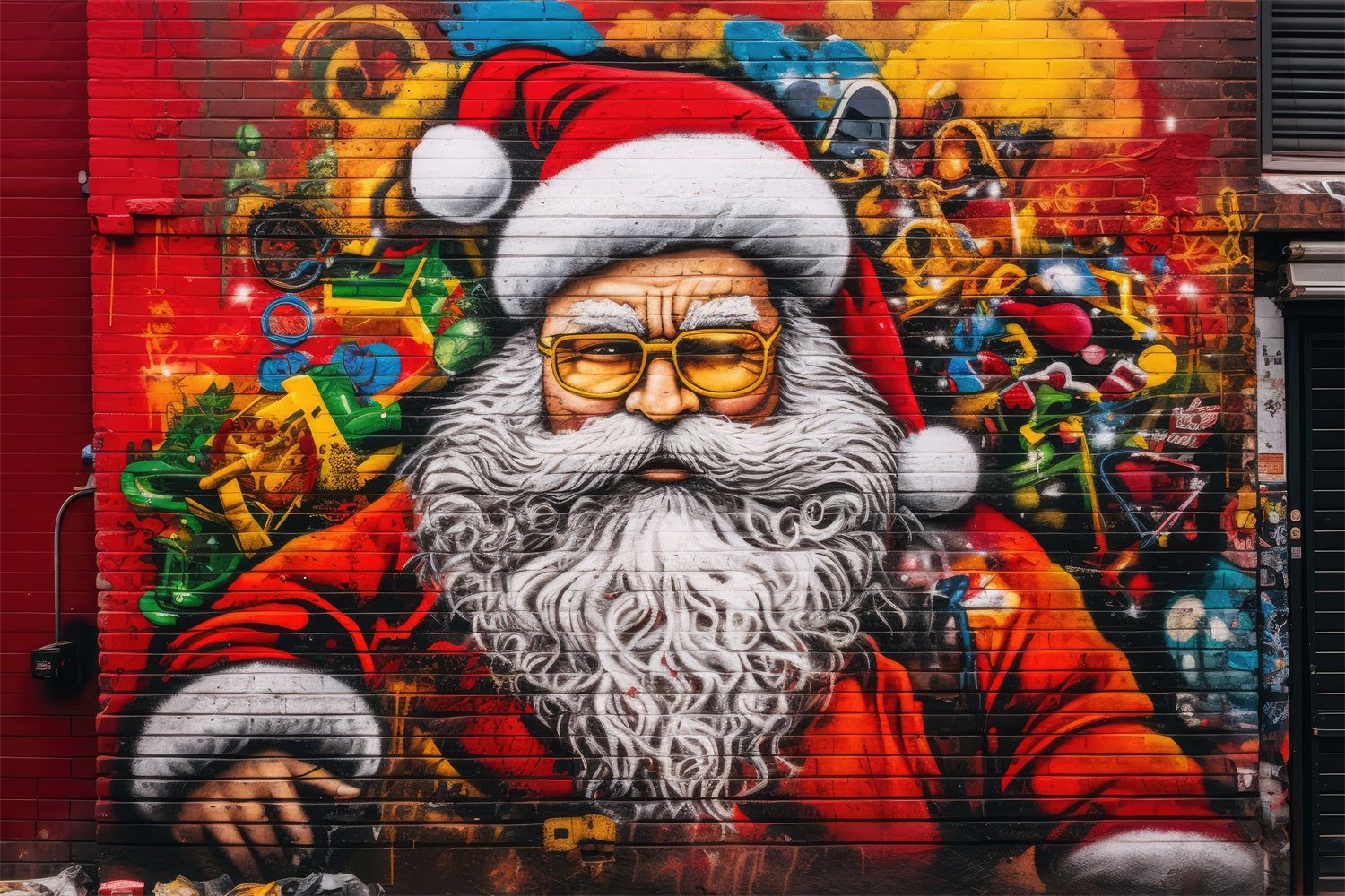 Weihnachten Bunte Santa Wand Kunst Hintergrund BRP11-105