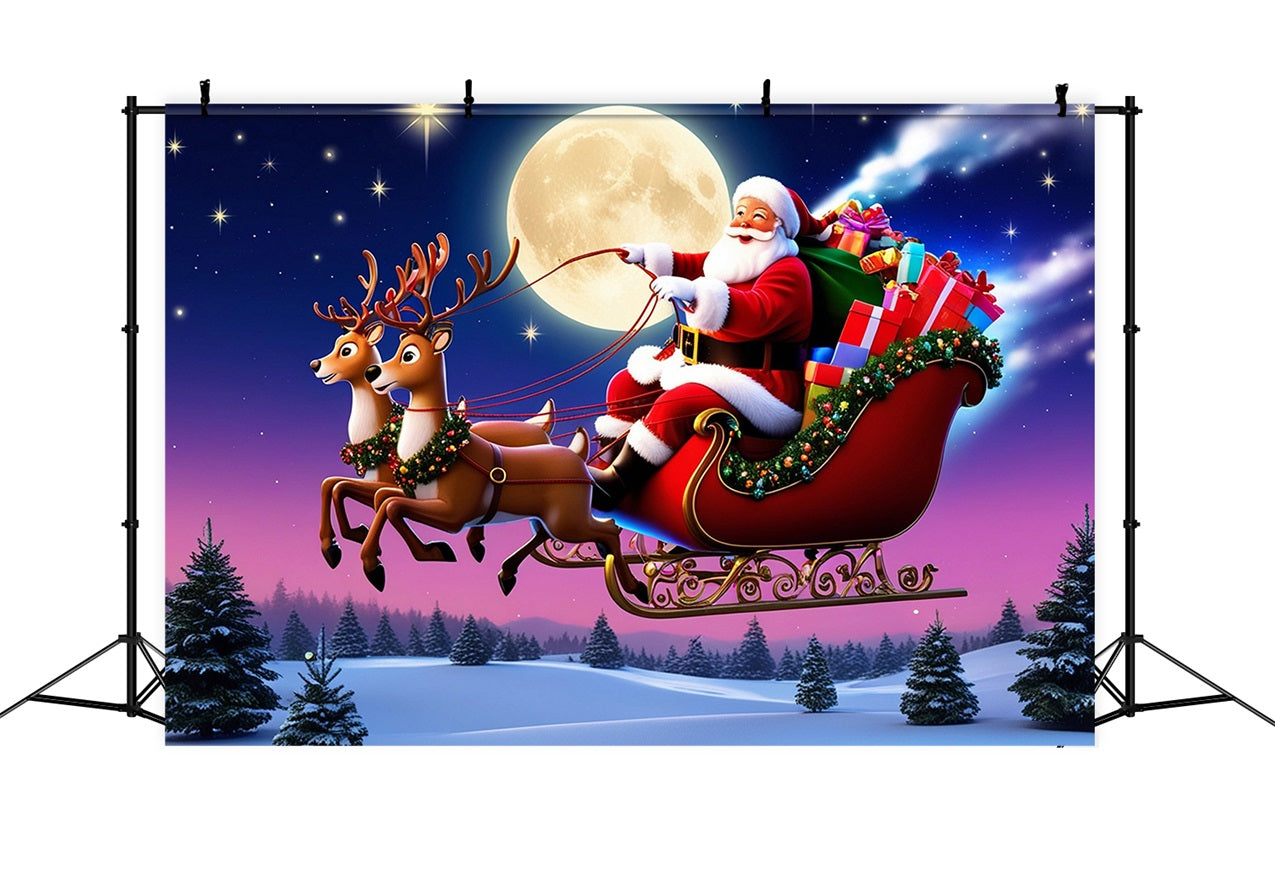 Weihnachten Fotokulisse Santa's Moonlit Sleigh Ride Hintergrund BRP11-113