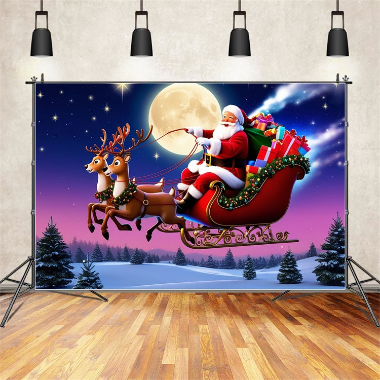 Weihnachten Fotokulisse Santa's Moonlit Sleigh Ride Hintergrund BRP11-113