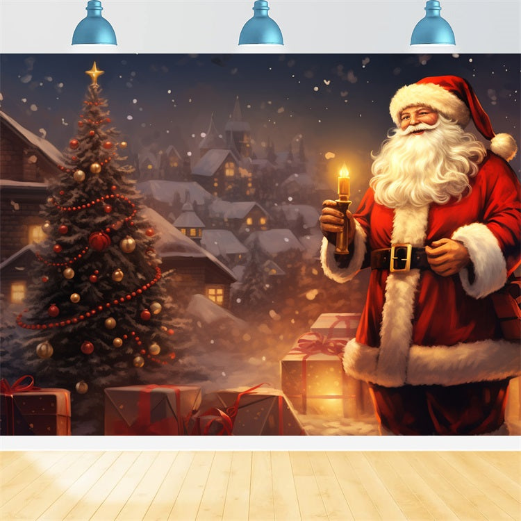 Weihnachten Fotoshooting Backdrop Eve Santa Lit Candle Hintergrund BRP11-114