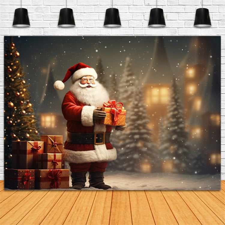 Weihnachten Fotografie Backdrops Santa Geschenk Snowy Wonderland Hintergrund BRP11-115