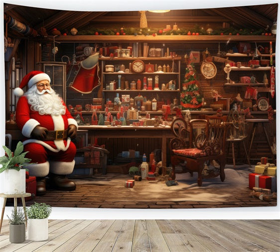 Weihnachten Holiday Spirit Santa's Workshop Hintergrund BRP11-116