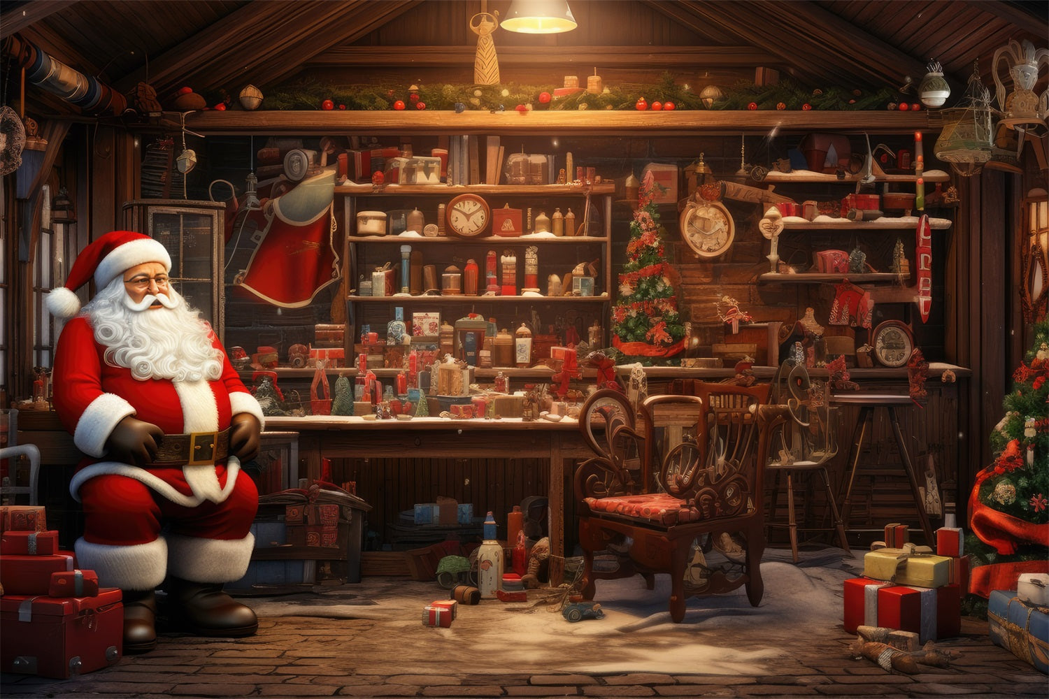 Weihnachten Holiday Spirit Santa's Workshop Hintergrund BRP11-116