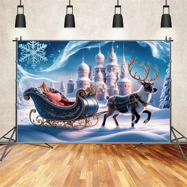 Weihnachten Backdrops Wonderland Schloss Schlitten Rentier Hintergrund BRP11-121