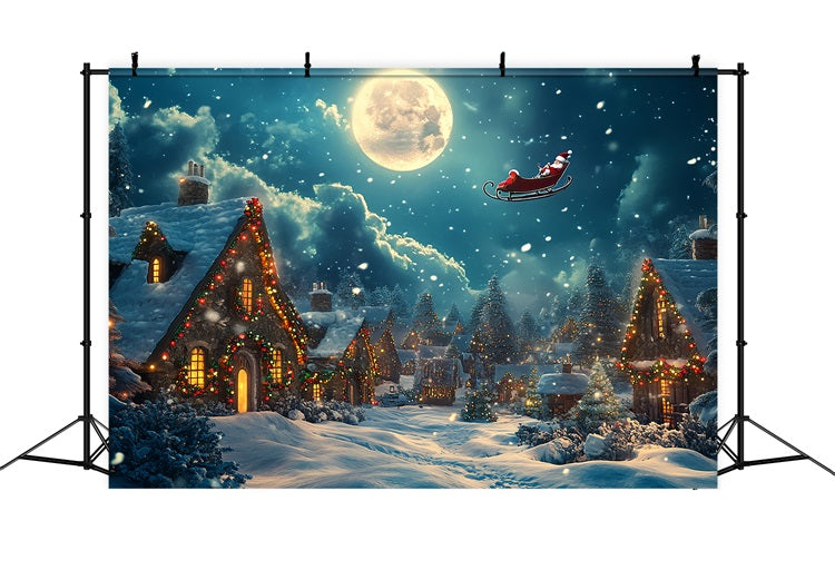 Weihnachtsdorf Backdrop Santa's Schlitten Flying Hintergrund BRP11-123