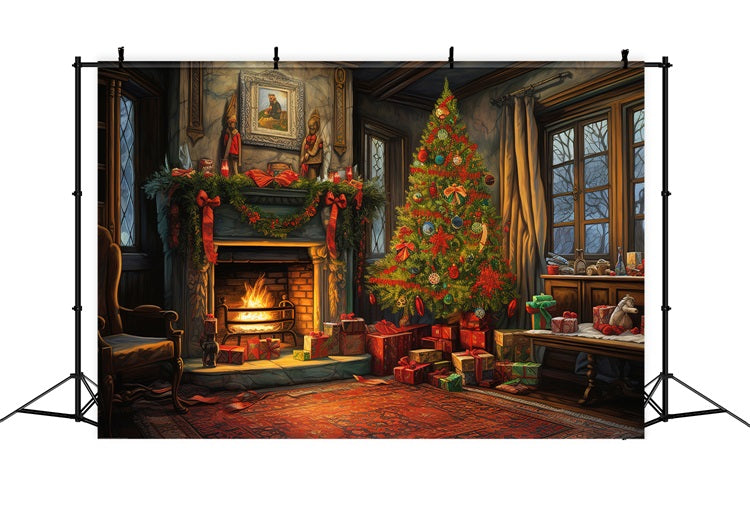 Kamin Backdrop Weihnachtsbaum Ambiente Hintergrund BRP11-125