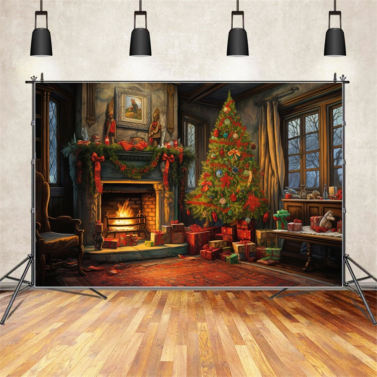 Kamin Backdrop Weihnachtsbaum Ambiente Hintergrund BRP11-125