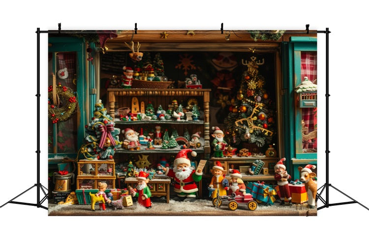 Weihnachtsmotiv Werkstatt Weihnachtsmann Miniatur Dorf Hintergrund BRP11-131