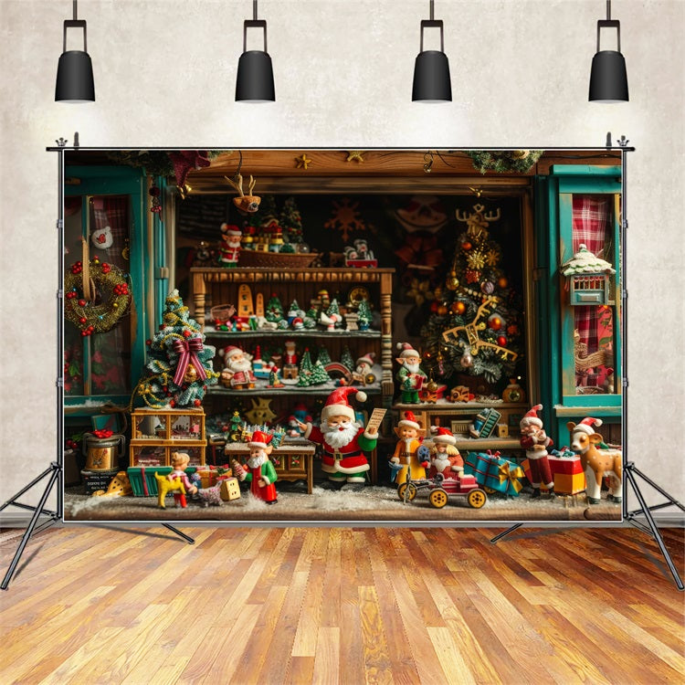 Weihnachtsmotiv Werkstatt Weihnachtsmann Miniatur Dorf Hintergrund BRP11-131