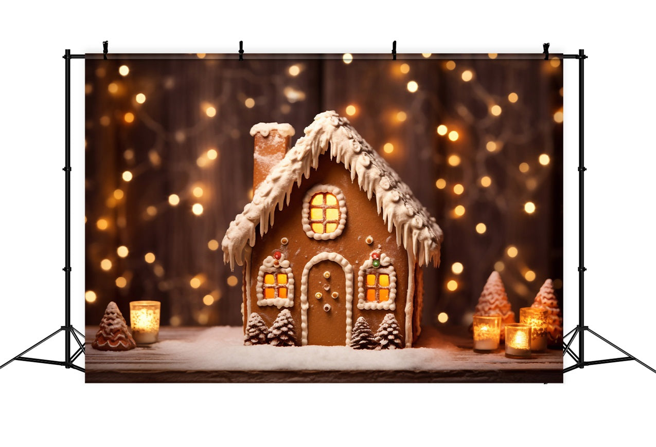 Weihnachten Backdrop Verschneites Lebkuchenhaus Backdrop BRP11-155