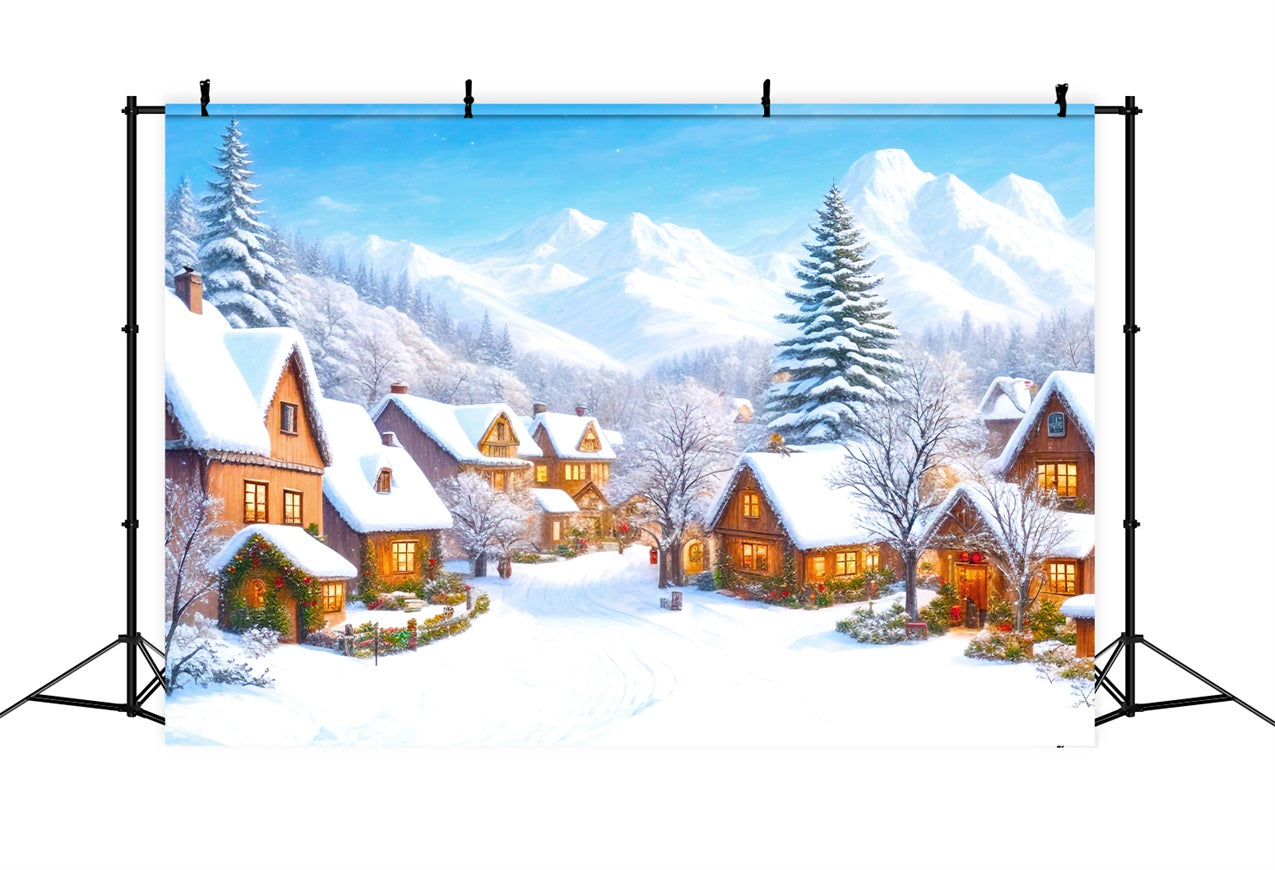 Weihnachtsdorf Backdrop Berglandschaft Schnee Backdrop BRP11-168