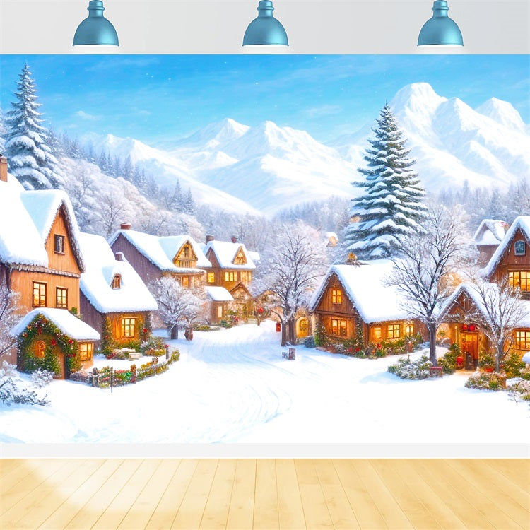 Weihnachtsdorf Backdrop Berglandschaft Schnee Backdrop BRP11-168