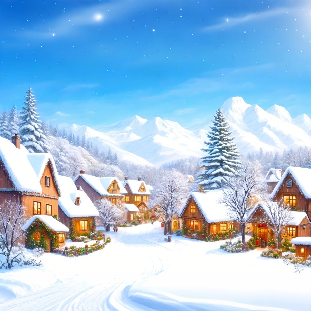 Weihnachtsdorf Backdrop Berglandschaft Schnee Backdrop BRP11-168