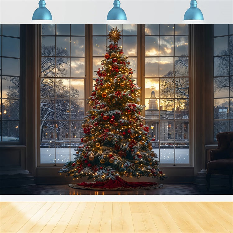 Elegante Weihnachten Backdrop Baum Fenster Backdrop BRP11-172