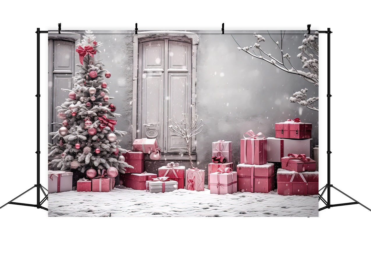 Weihnachten Schnee Backdrop Rosa Geschenk Szene Backdrop BRP11-174