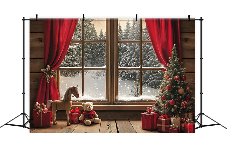 Weihnachten Thema Hintergrund Hütte Blick durch Fenster Hintergrund BRP11-176