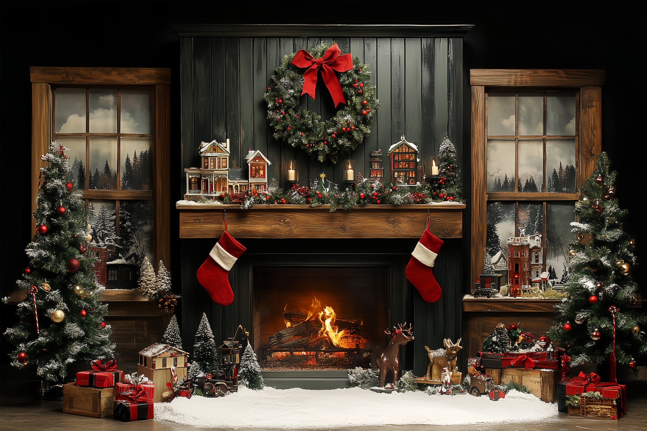 Christmas Fairy Decorations Window Fireplace Backdrop BRP11-183