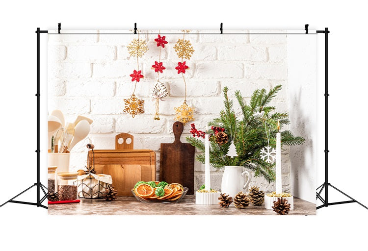 Weihnachten Fotografie Backdrops Küche Dekor Tannenzapfen Backdrop BRP11-188